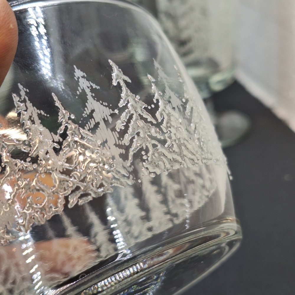 Libbey Frosty Pines Glass Bowls and plates Place Set of 4 Irish coffee mug 12pc - Picture 6 of 12